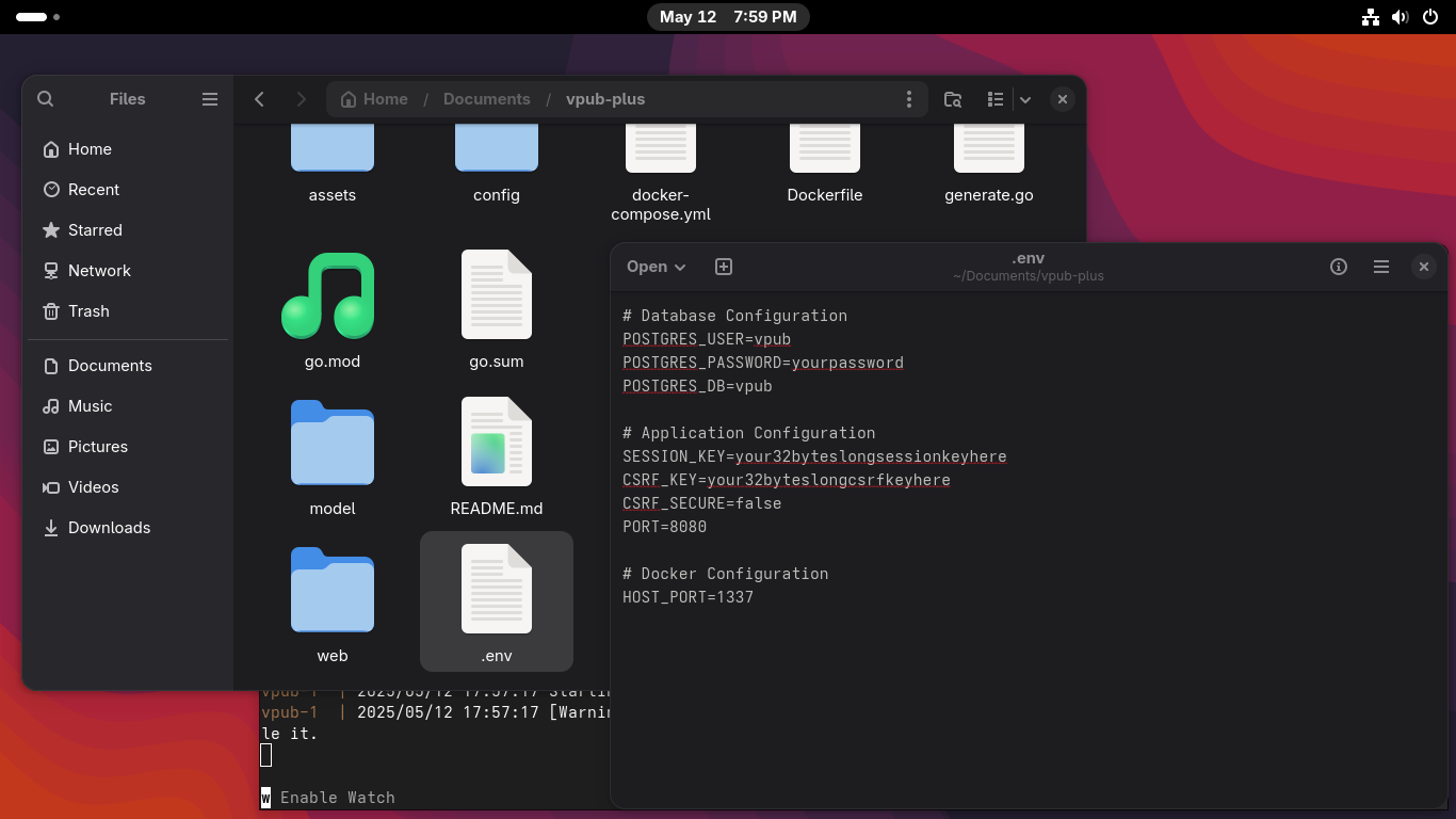 Screenshot of .env file