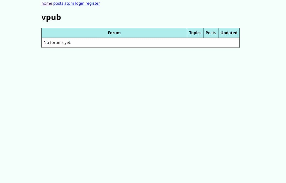 freshly installed and deployed vpub